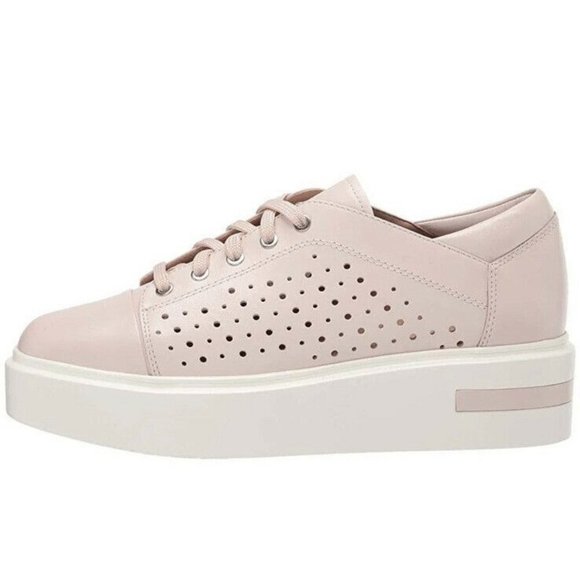 NEW Linea Paolo Kendra Platform Lace Up Casual Sneaker Pale Pink Suede - Picture 3 of 9